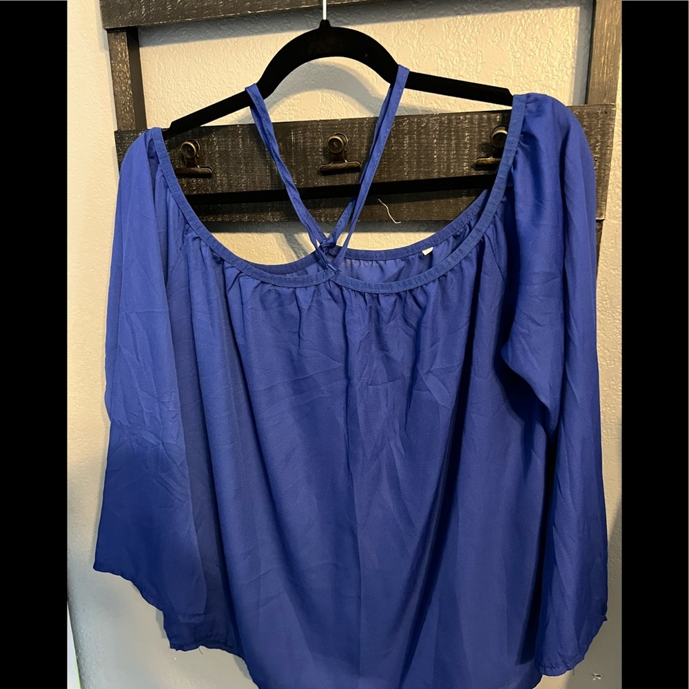 Blue Off the Shoulder Blouse